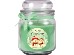 HS Candle Duftkerze & Glas Weihnachten Grün Bonbon 70h