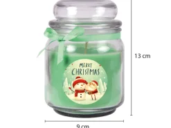 HS Candle Duftkerze & Glas Weihnachten Grün Bonbon 70h