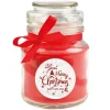 HS Candle Duftkerze & Glas Weihnachten Rot Bonbon 30h