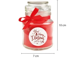 HS Candle Duftkerze & Glas Weihnachten Rot Bonbon 30h