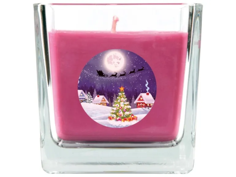 HS Candle Duftkerze & Glas Weihnachten Lila Bonbon 50h