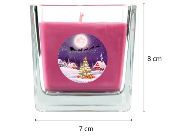 HS Candle Duftkerze & Glas Weihnachten Lila Bonbon 50h
