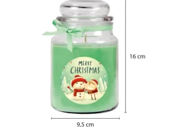HS Candle Duftkerze & Glas Weihnachten Grün Bonbon 110h
