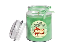 HS Candle Duftkerze & Glas Weihnachten Grün Bonbon 110h