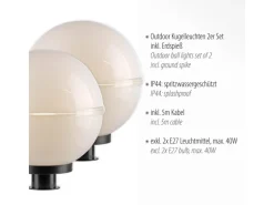 Just Light. Außen-Dekoleuchten Hemis 2-teilig Weiß Ø 30 cm