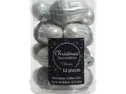 Kaemingk Christbaumschmuck Eichel Glas  3 cm  4 cm 12 Stueck Silber