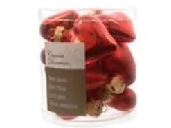 Kaemingk Christbaumschmuck Herzen Glas 2x4,5x4 cm 12 Stueck Rot Glanz Matt