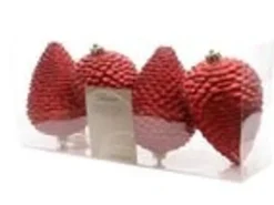 Kaemingk Christbaumschmuck Zapfen Bruchfest  7 cm H 12 cm 4 Stueck Rot