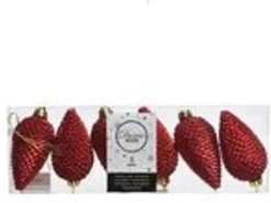Kaemingk Christbaumschmuck Zapfen Bruchfest  4,5 cm H 8 cm 6 Sueck Rot