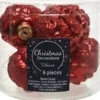 Kaemingk Christbaumschmuck Zapfen Glas  5 cm Laenge 7 cm 6 Stueck Weihnachtsrot
