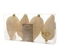 Kaemingk Christbaumschmuck Zapfen Bruchfest  7 cm H 12 cm 4 Stueck Weiss