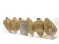 Kaemingk Christbaumschmuck Zapfen Bruchfest  4,5 cm H 8 cm 6 Stueck Gold