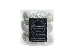 Kaemingk Christbaumschmuck Zapfen Glas  2,5 cm Laenge 6 cm 12 Stueck Winterweiss