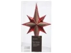 Kaemingk Christbaumschmuck Christbaumspitze Bruchfest in Rot Glitter H 25,5 cm