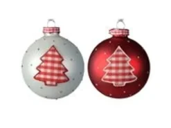 Kaemingk Glaskugel Mit Weihnachtsbaum Stoff Karo Weihnachtskugel Baumschmuck 2 er Set