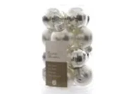 Kaemingk Weihnachtsbaumkugeln Glas  3,5 cm 16 Stueck Silber Glanz Matt Mix