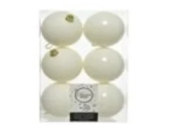 Kaemingk Weihnachtsbaumkugeln Bruchfest  8 cm 6 Stueck Weiss Glanz  Matt