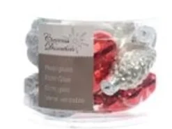 Kaemingk Weihnachtsbaumkugeln Glas Blueten Sterne Herzen Zapfen in einer roten Farbe 12 Stueck