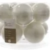 Kaemingk Weihnachtsbaumkugeln Glas  6 cm 10 Stueck Winterweiss Emaille Matt