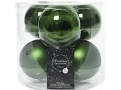 Kaemingk Weihnachtsbaumkugeln Glas  8 cm 6 Stueck PinienGruen