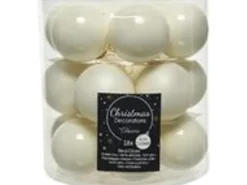 Kaemingk Weihnachtsbaumkugeln Glas  4 cm Wollweiss 18 Stueck