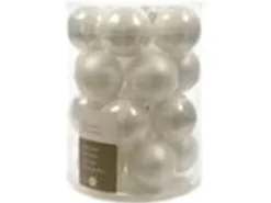 Kaemingk Weihnachtsbaumkugeln Glas  6 cm 20 Stueck Weiss Emaille