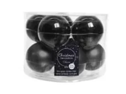 Kaemingk Weihnachtsbaumkugeln Glas  6 cm 10 Stueck Schwarz Glaenzend Matt