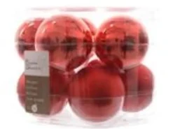 Kaemingk Weihnachtsbaumkugeln Glas  6 cm 10 Stueck Weihnachtsrot Matt Glaenzend