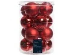 Kaemingk Weihnachtsbaumkugeln Glas  8 cm 16 StueckRot Emaille Matt Mix