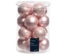 Kaemingk Weihnachtsbaumkugeln Glas  8 cm 16 Stueck Puderrosa Emaille Matt Mix