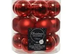 Kaemingk Weihnachtsbaumkugeln Glas  4 cm Weihnachtsrot 18 Stueck