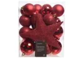 Kaemingk Weihnachtsbaumkugeln Bruchfest  8 cm 33 Stueck in Rot