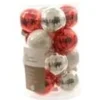 Kaemingk Weihnachtsbaumkugeln Glas  3,5 cm 16 Stueck Rot Weiss  Silber