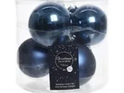 Kaemingk Weihnachtsbaumkugeln Glas  8 cm 6 Stueck Nachtblau