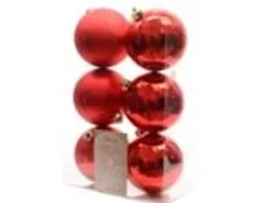 Kaemingk Weihnachtsbaumkugeln Bruchfest  8 cm 6 Stueck Rot Glanz  Matt
