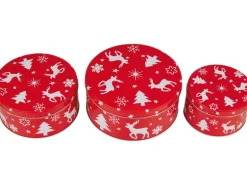 Keksdose 3er-Set Zink Rot-Weiß