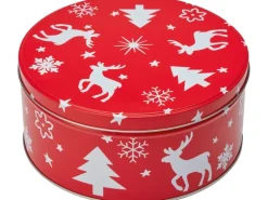 Keksdose 3er-Set Zink Rot-Weiß