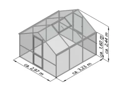 KGT Gewächshaus Nelke III Tannengrün 2,97 x 3,23 m
