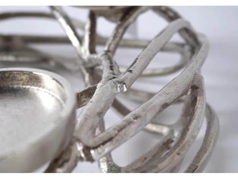 Kobolo Deko Kranz Adventskranz Metall silber für 4 Kerzen D40 cm