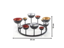 Kobolo Dekokranz Kerzenhalter HUGO für Teelichter Schwarz metallische Farben