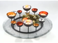 Kobolo Dekokranz Kerzenhalter HUGO für Teelichter Schwarz metallische Farben