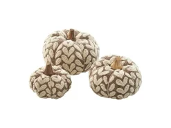 Kobolo Dekokürbis Kürbis aus Textil Set aus 3 Größen Beige