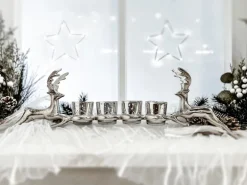 Kobolo Edler Kerzenhalter verziert mit zwei Rentieren für 4 Teelichter