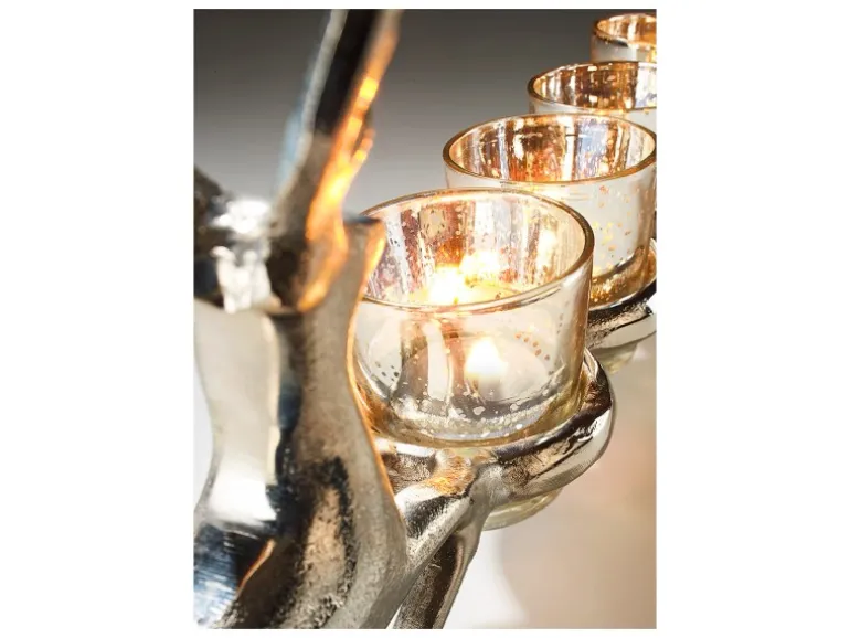 Kobolo Edler Kerzenhalter verziert mit zwei Rentieren für 4 Teelichter