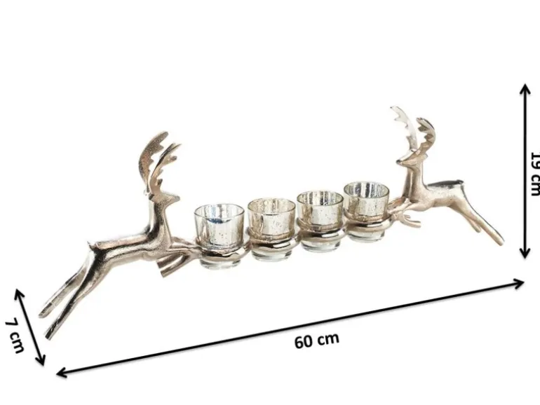 Kobolo Edler Kerzenhalter verziert mit zwei Rentieren für 4 Teelichter