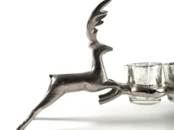 Kobolo Edler Kerzenhalter verziert mit zwei Rentieren für 4 Teelichter