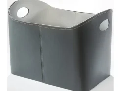 Kobolo Holzkorb für Kaminholz Aufbewahrungskorb Kunstleder 49x31x29/35 cm