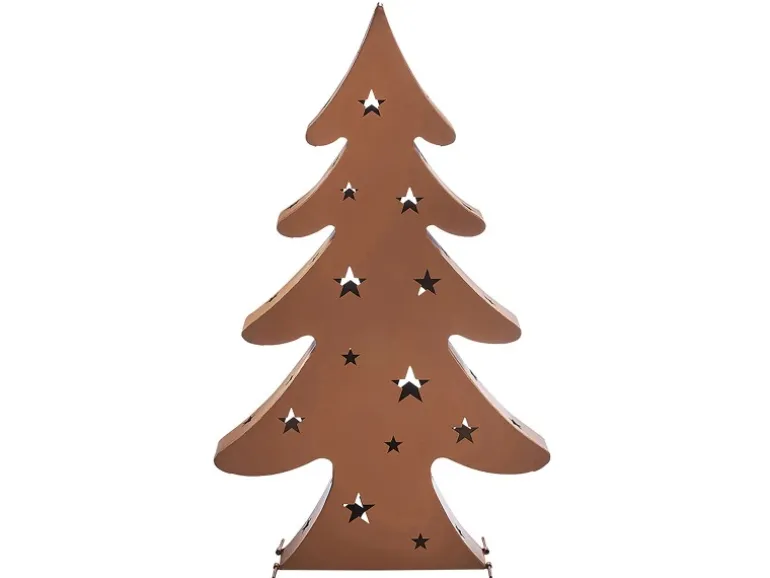 Kobolo Kerzenhalter Teelichthalter Laterne CHRISTMAS aus Metall Rostoptik XL