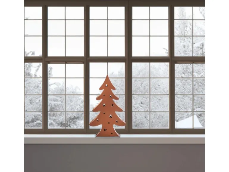 Kobolo Kerzenhalter Teelichthalter Laterne CHRISTMAS aus Metall Rostoptik XL