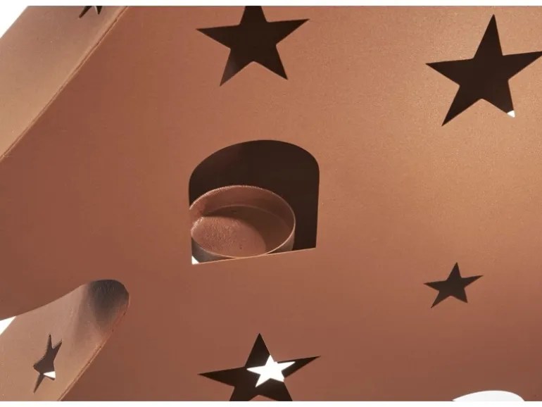Kobolo Kerzenhalter Teelichthalter Laterne CHRISTMAS aus Metall Rostoptik XL